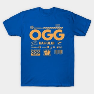 Vintage Kahului OGG Maui Airport Code Travel Day Retro Travel Tag Hawaii T-Shirt